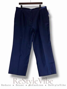 PENDLETON Women’s Size 18 Pants Wool Pleated Ankle Length NWT Lined Navy Blue